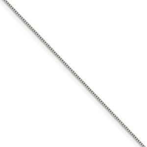 0.8mm, Sterling Silver, Solid Box Chain Necklace, 16 Inch